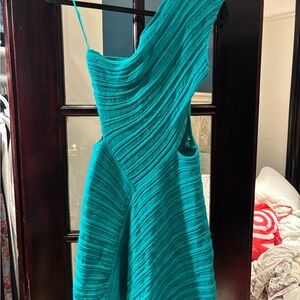 MARBLE One Shoulder Turquoise Dress